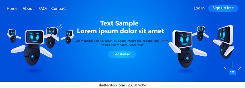 modern robots team help support service FAQ problem online communication artificial intelligence technology
