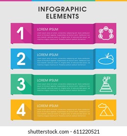 Modern rock infographic template. infographic design with rock icons includes tambourine, mountain, pond. can be used for presentation, diagram, annual report, web design. 