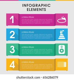 Modern rock infographic template. infographic design with rock icons includes guitar strings, pond, speaker. can be used for presentation, diagram, annual report, web design.
