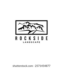 Modern rock side logo design vector illustration, modern and simple rock side logo design template in minimalist style. isolated on white background.