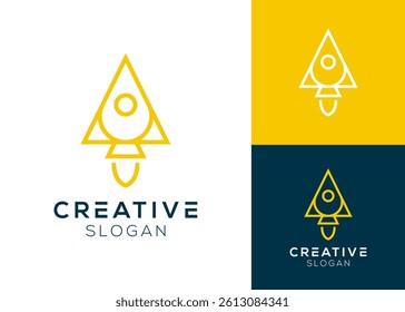Modern rocket with arrow up logo design for finance and growth