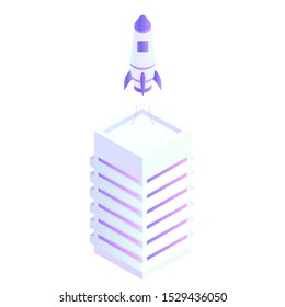 Modern rocket flying isometric illustration