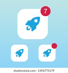 Modern Rocket Icon With Notification