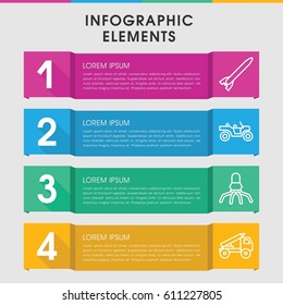 Modern rocket infographic template. infographic design with rocket icons includes . can be used for presentation, diagram, annual report, web design. 