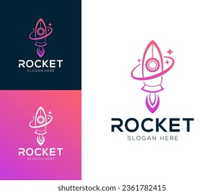 Modern rocket launch logo design vector illustration