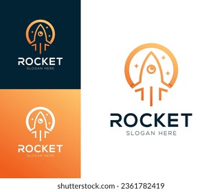 Modern rocket launch logo design vector illustration