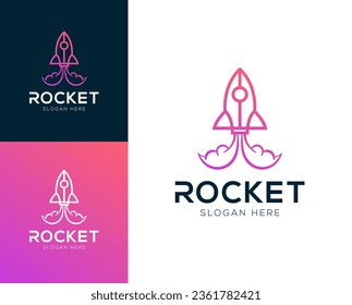 Ilustración vectorial del diseño moderno del logotipo de lanzamiento de cohetes