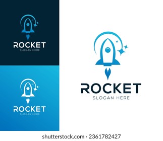 Modern rocket launch logo design vector illustration