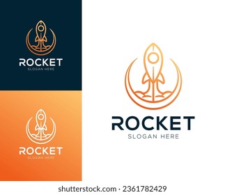 Modern rocket launch logo design vector illustration