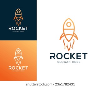 Modern rocket launch logo design vector illustration