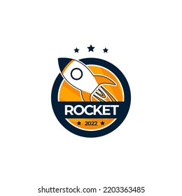 Modern Rocket Logo Badge Design Template