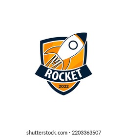 Modern Rocket Logo Badge Design Template