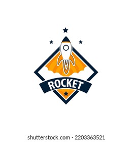 Modern Rocket Logo Badge Design Template