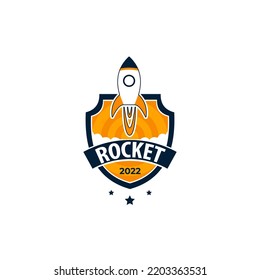 Modern Rocket Logo Badge Design Template