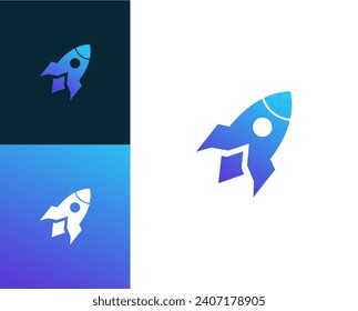 Modern rocket logo design suitable for technology companies