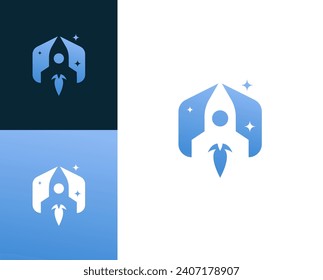 Modern rocket logo design suitable for technology companies