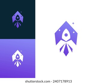 Modern rocket logo design suitable for technology companies