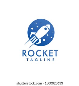 Modern rocket logo design vector for innovation, astronomy, science, technology, start up illustration