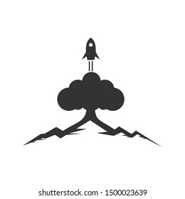 Modern rocket logo design vector for innovation, astronomy, science, technology, start up illustration