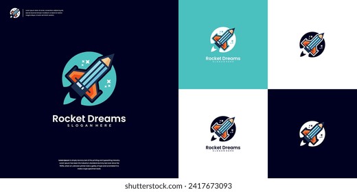 Modern Rocket Logo. Learn to Dream of Building the Advanced Rocket of the Future