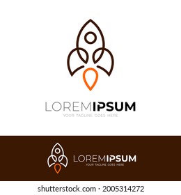 Modern rocket logo and line style design vector