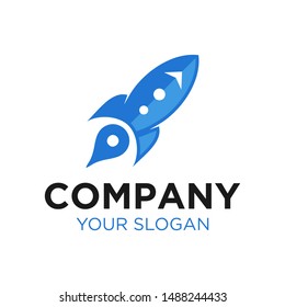 Modern Rocket Logo With Pin Location Design Template