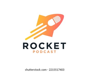 modern rocket podcast logo design