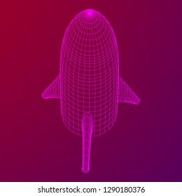 Modern Rocket Ready to Launch. Abstract model wireframe low poly mesh vector illustration