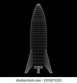 Modern Rocket Ready to Launch. Abstract model wireframe low poly mesh vector illustration