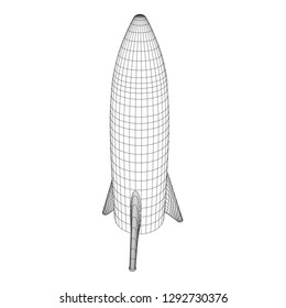 Modern Rocket Ready to Launch. Abstract model wireframe low poly mesh vector illustration