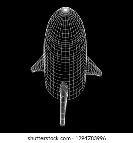 Modern Rocket Ready to Launch. Abstract model wireframe low poly mesh vector illustration