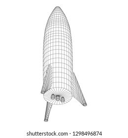 Modern Rocket Ready to Launch. Abstract model wireframe low poly mesh vector illustration