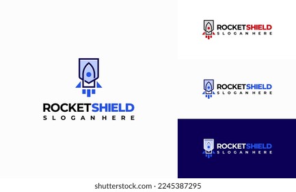 Modern Rocket Shield logo designs concept vector, Rocket logo template