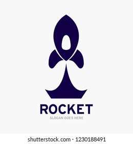 Modern rocket and spaceship logo illustration