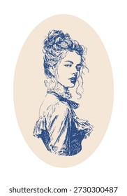 cartaz de cameo inspirado rococó moderno com jovem senhora