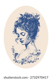 modern rococo inspired cameo poster with young lady