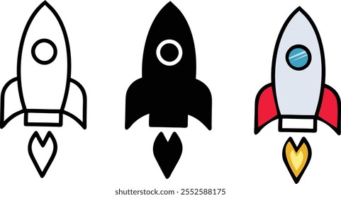 Colección de cohetes moderna con diseño plano