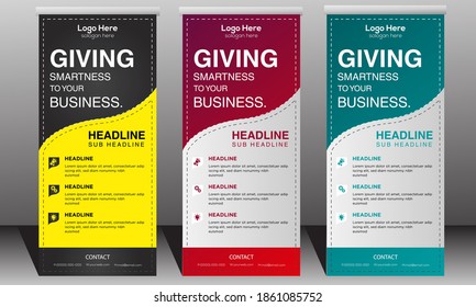 Modern roll up banner with 3 different colors, Professional roll up stand banner, Modern roll up business banner,