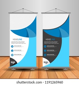 Modern Roll Up Banner. Advertising vector template design. White and black background