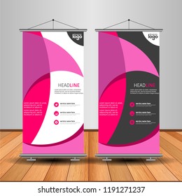 Modern Roll Up Banner. Advertising vector template design. White and black background