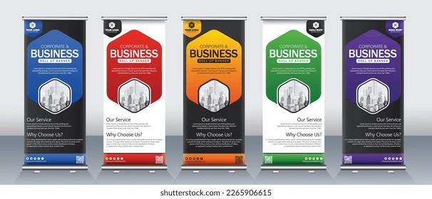 Modern roll up banner design for business meetings, events, presentations, advertising, marketing events with print ready x banner stand design