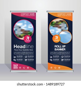Modern Roll up banner design template, vertical, abstract background, pull up design, modern x-banner, rectangle size.