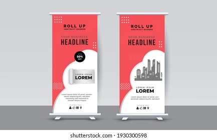 Modern Roll Up Banner Design Template, Vertical, Abstract Background, Pull Up Design Vector