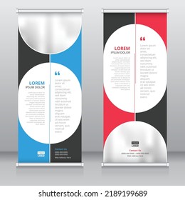 Modern roll up banner design template with two columns layout, Retractable banner, Standee template, X-banner template