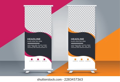 Plantilla moderna de diseño de banner de enrollamiento. levántate. presentación. folleto. medio de impresión	
