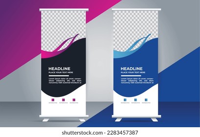 Modern roll up banner design template. pull up. presentation. brochure. print media	
