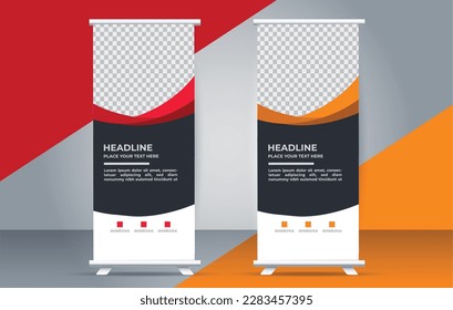 Plantilla moderna de diseño de banner de enrollamiento. levántate. presentación. folleto. medio de impresión	
