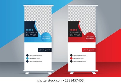 Moderne Design-Vorlage für Banner aufrollen. ziehen. Präsentation. Broschüre. Printmedien	
