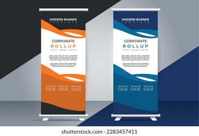 Plantilla moderna de diseño de banner de enrollamiento. levántate. presentación. folleto. medio de impresión	
