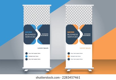 Plantilla moderna de diseño de banner de enrollamiento. levántate. presentación. folleto. medio de impresión	
